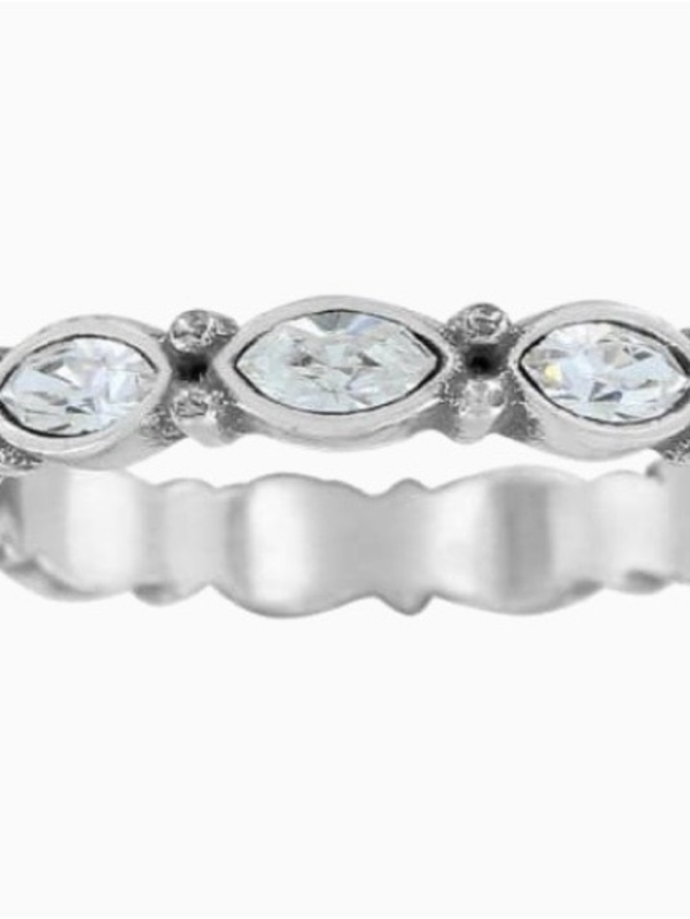 Brighton Silver Scalloped Stacking Ring w/ Stones NWT Size 9